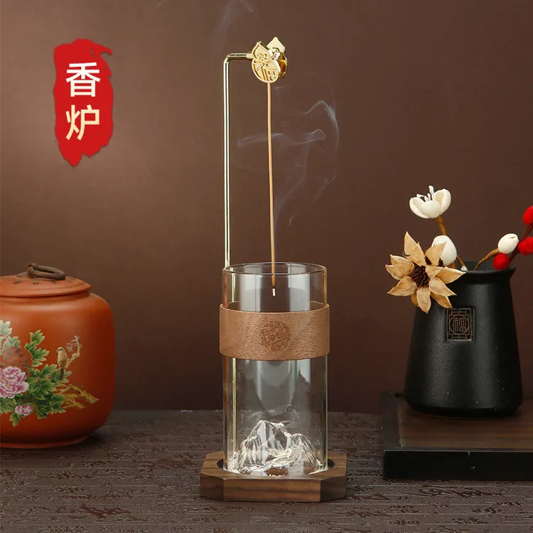 玻璃香炉熏香家用透明茶道线香炉禅意高级摆件