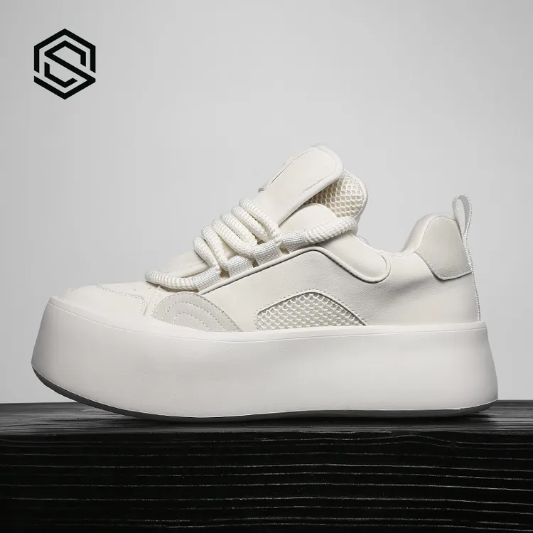 2025新款春夏新厚底时尚百搭透气运动休闲鞋潮低帮板鞋男士面包鞋