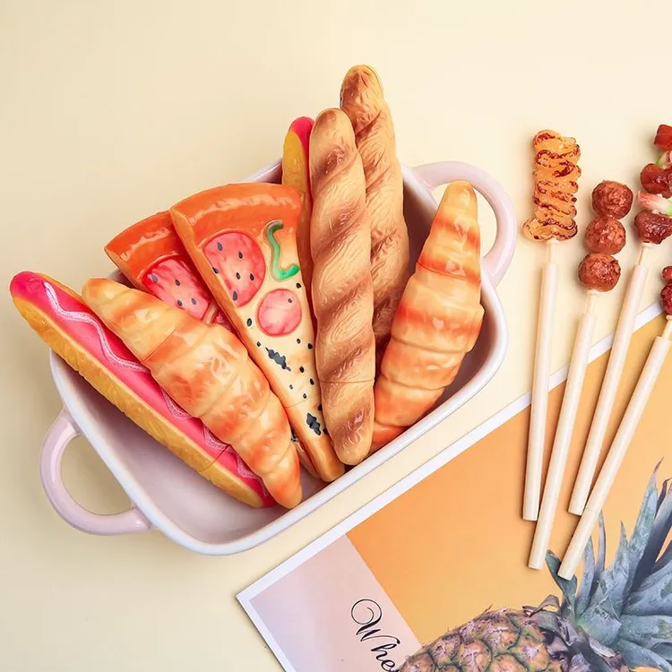 仿真烧烤披萨热狗面包圆珠笔创意可爱造型学生书写文具趣味装饰笔