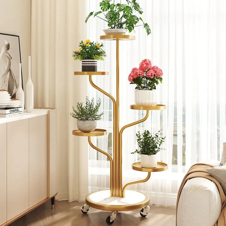 花架客厅落地式阳台移动多层铁艺置物架兰花多肉花盆景摆放架子