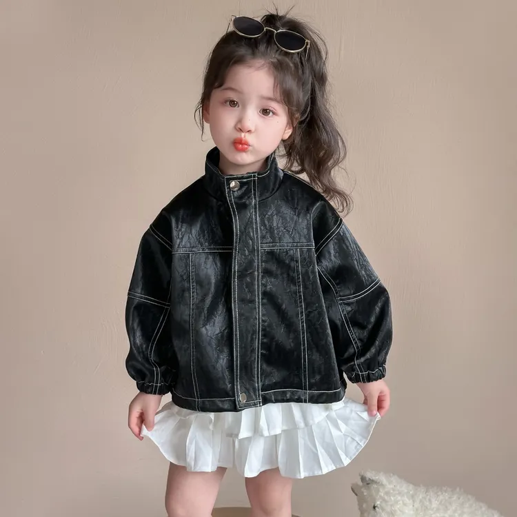 女童皮衣外套春秋装2025新款儿童洋气时髦超好看夹克宝宝秋季上衣