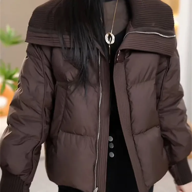 大码女装韩版时尚翻领棉服女2025冬季新款宽松加厚保暖棉衣外套潮