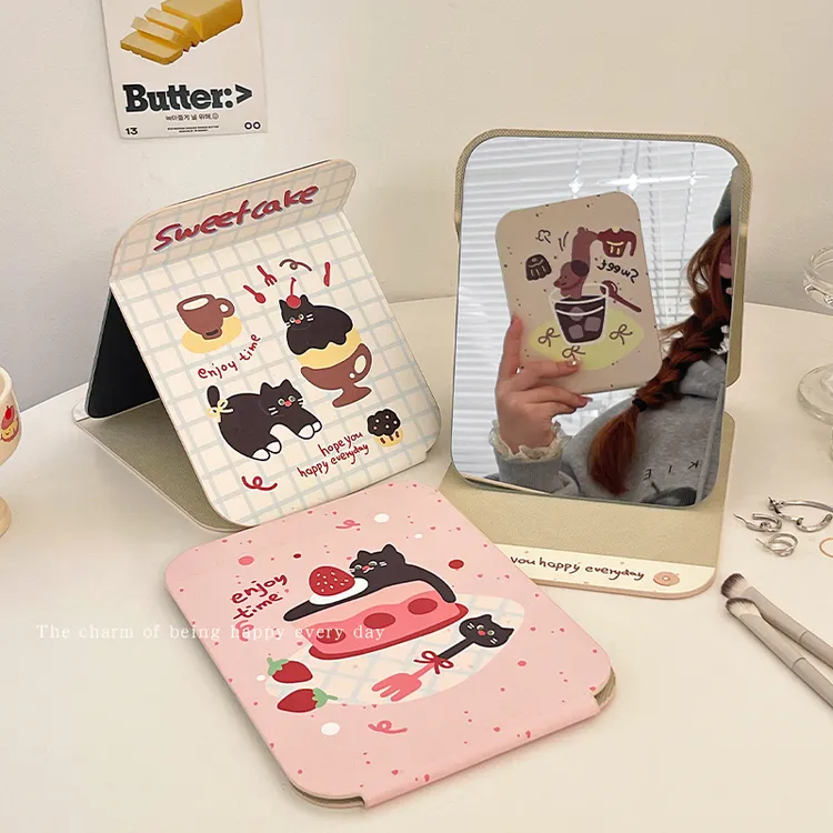 桌面镜子化妆镜可折叠可立小镜子便携随身可爱学生宿舍ins梳妆镜