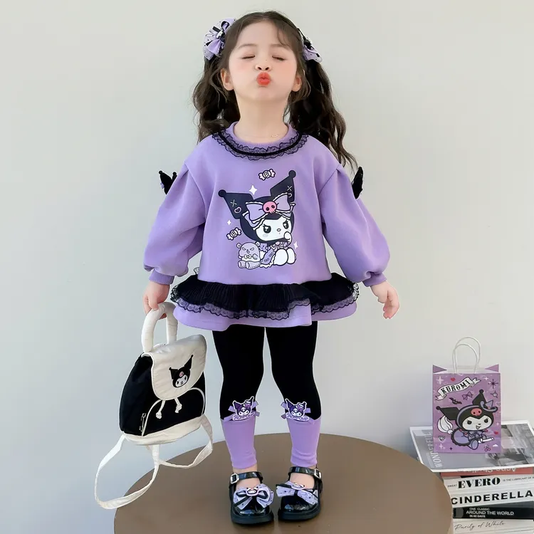 女童库洛米套装春秋款2025新洋气时髦小女孩卫衣打底裤儿童两件套