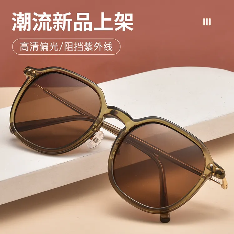 茶色太阳镜女防紫外线墨镜偏光镜TR高级防晒眼镜冷绿TY32057F夏款