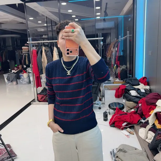 南韩新款中领2色麻省条纹羊毛衫19315品