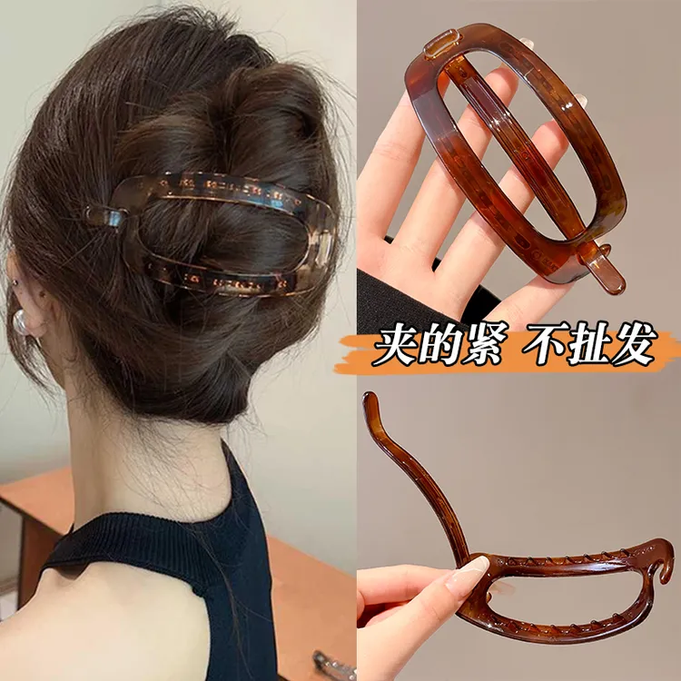 果冻色亚克力一字扭扭夹发夹女后脑勺盘发抓夹夏天发量多发卡头饰