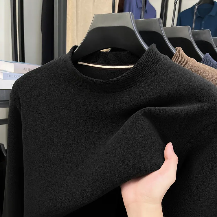 男装冬季套头卫衣男士保暖秋冬圆领长袖加厚休闲纯色