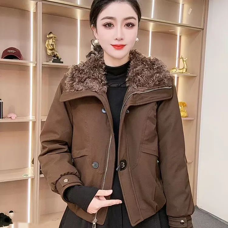 【众帆女装】时尚冬季保暖短款翻领常规百搭保暖外套