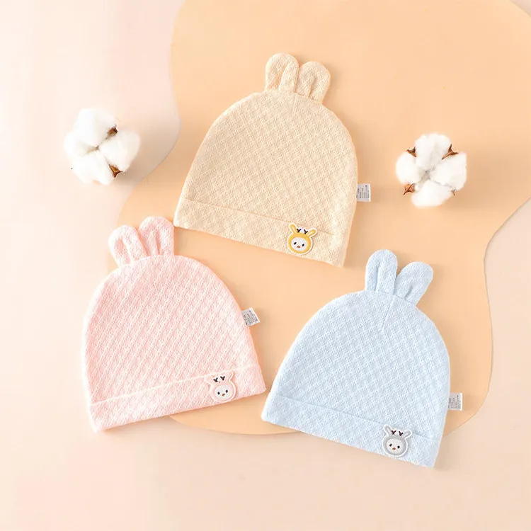 婴幼儿帽子透气纯棉无骨春夏季薄款新生儿胎帽0-6个月初生宝宝帽