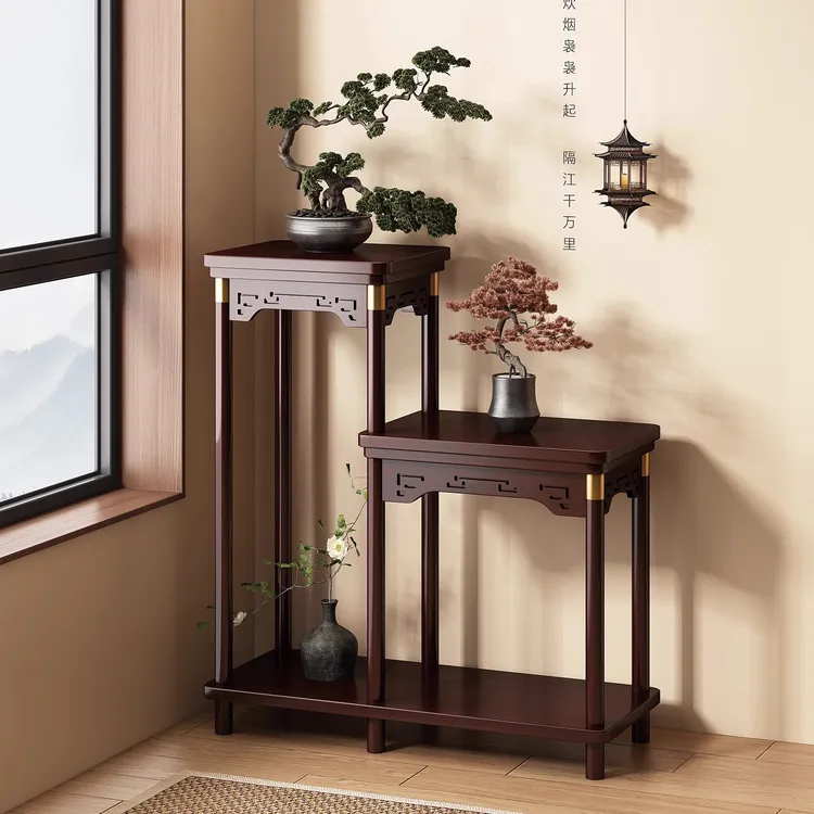 花架子客厅落地式阳台实木中式置物架绿萝植物摆放架多层花盆托架
