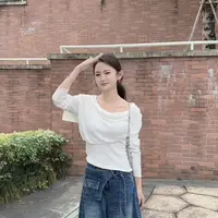 《念尽》2025蓉蓉家秋季新款韩系简约通勤百搭气质长袖针织衫配荡领