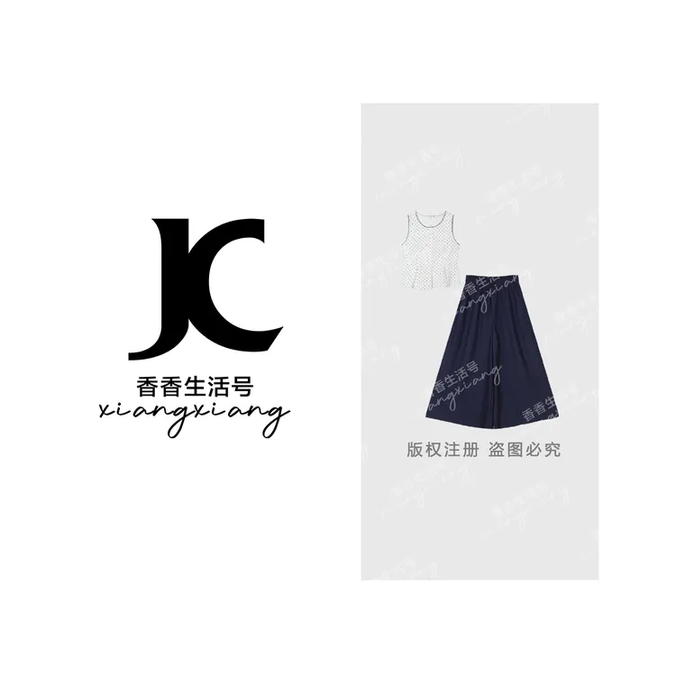 “韩式假日”2025新款夏季极致简约圆领波点套装-1102