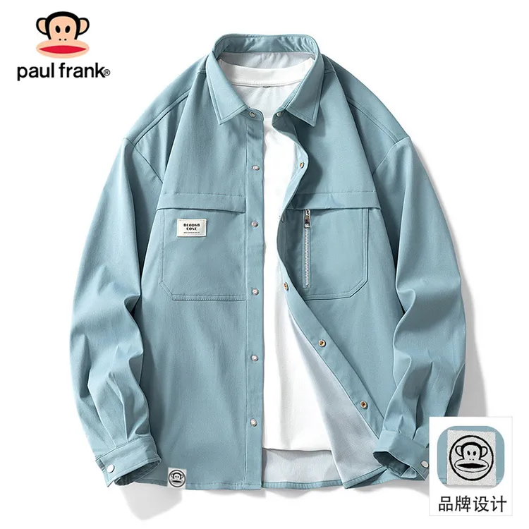 PaulFrank/大嘴猴短款翻领按扣夹克春夏男士长袖外套潮流百搭上衣