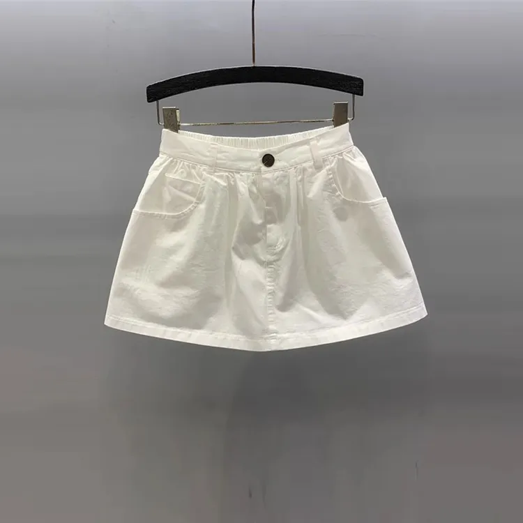 纯色高腰休闲半身裙女2025年夏季新款百搭宽松显瘦防走光a字短裙