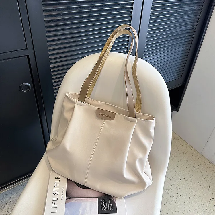 2025春季新款帆布慵懒风托特包涤纶耐用上班大容量通勤腋下包女