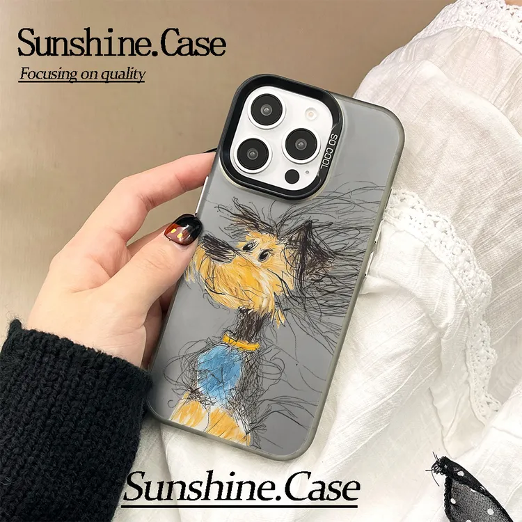 【彩银】潦草小狗适用于苹果16promax华为vivo小米oppo防摔手机壳