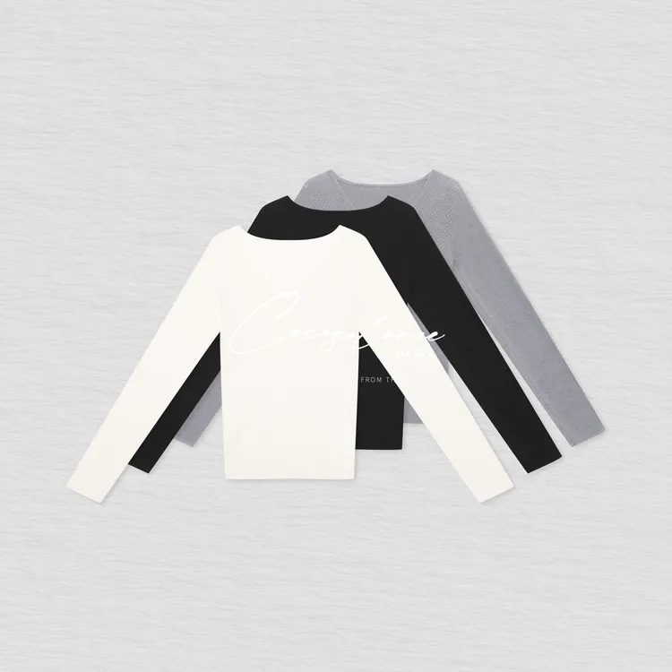 韩彬彬"谬谬V领"羊毛羊绒镂空设计修身显瘦亲肤V领针织长袖3299-7