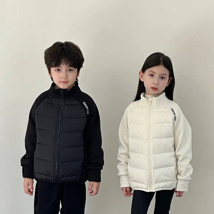 【胖胖象】双版型白鸭绒儿童校服神器拼接连帽立领羽绒外套Q0607