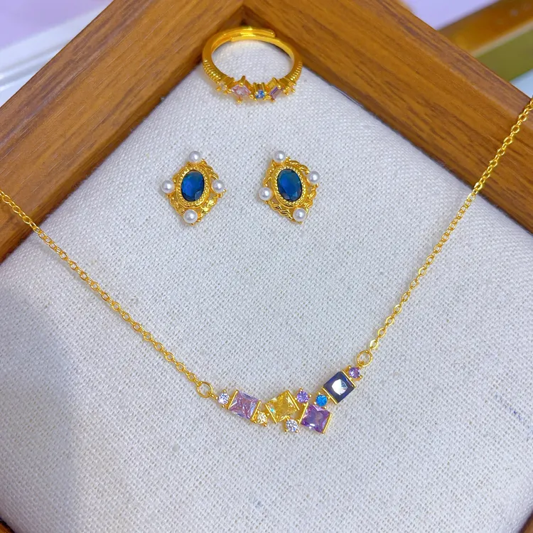 铜合金项链 1947新款三件套首饰耳环项链戒指爆款白搭时尚