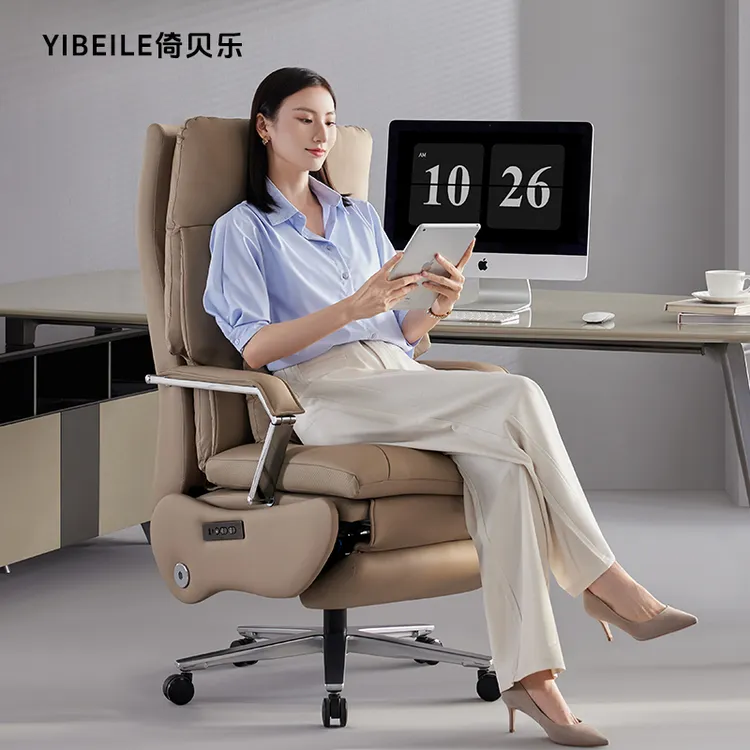 倚贝乐808商务办公午休电竞椅电动手动按摩通风加热真皮老板椅商品图
