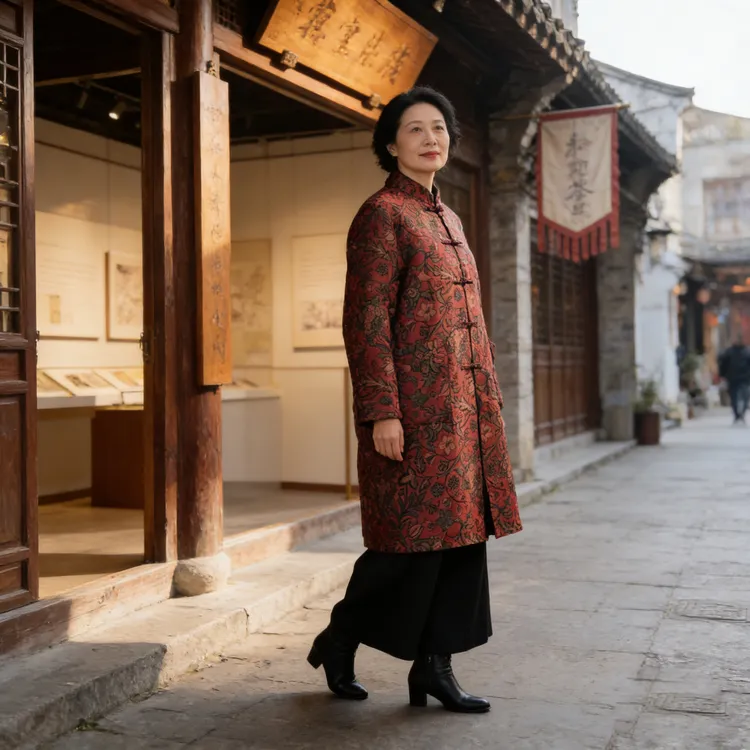 【向阳花开】冬季立领时尚百搭国风时尚盘扣高定提花棉服XM25234