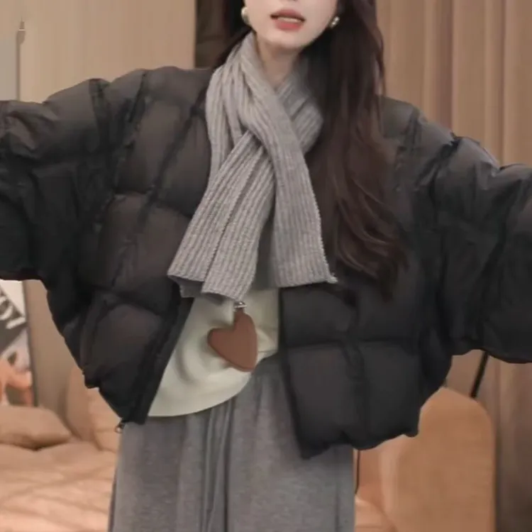 韩版2025冬季新款宽松保暖加厚面包服棉服女潮流纯色棉服外套女