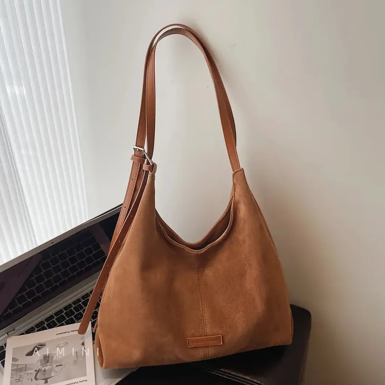 高级感小众麂皮绒托特包女2025秋冬新款时尚百搭通勤单肩斜挎包女