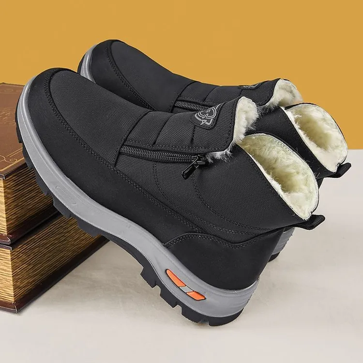 老北京布鞋男加厚防滑防水休闲爸爸雪地靴老人棉鞋男加绒保暖羊毛
