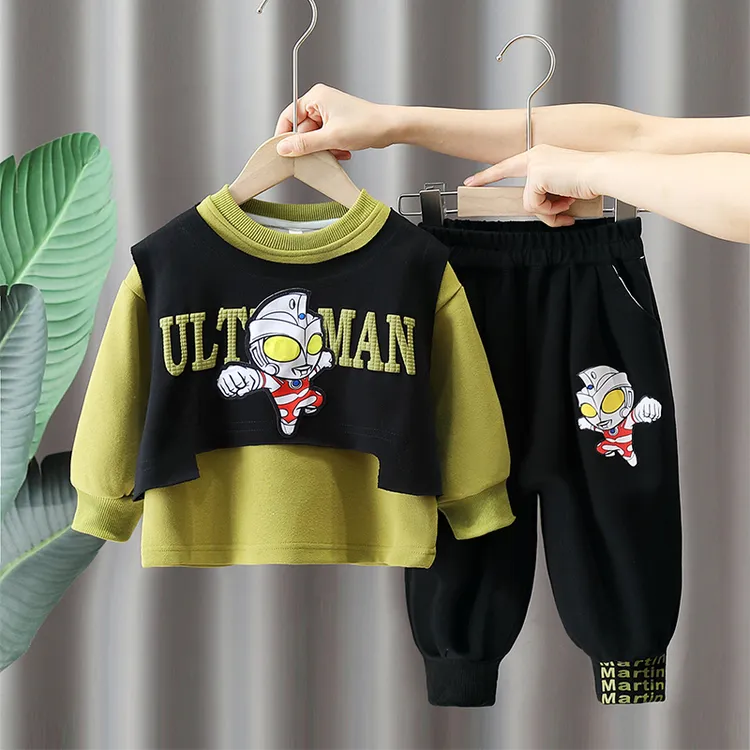 奥特曼男童春装套装2025春春季新款中小童酷帅衣服儿童马甲三件套