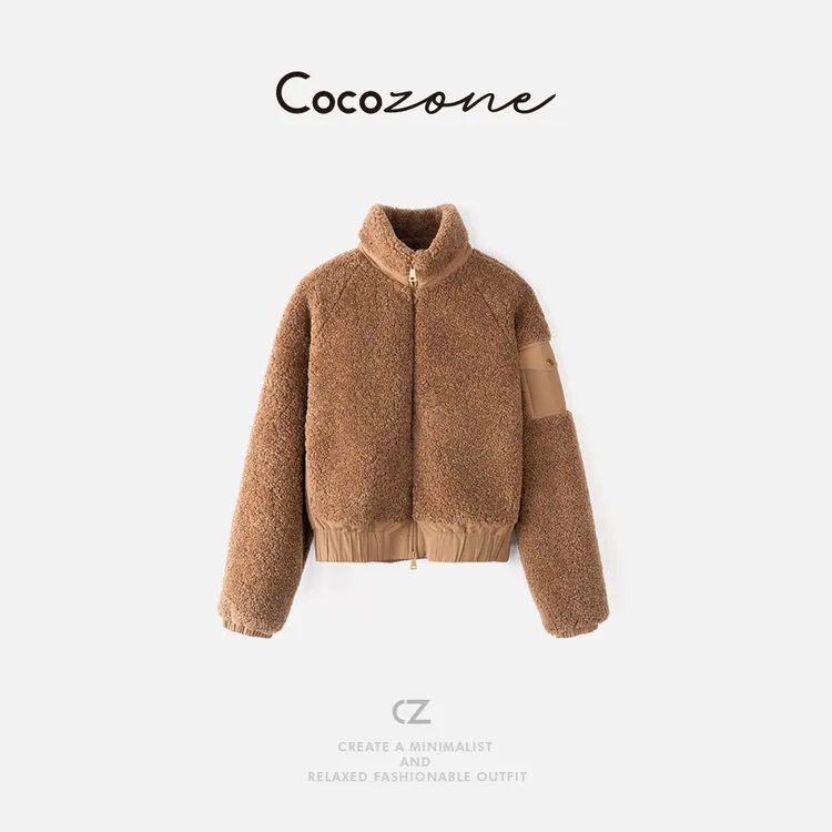 COCO ZONE 刘一一 “凛冬外套”老钱风拉链立领复古外套CD1A1433