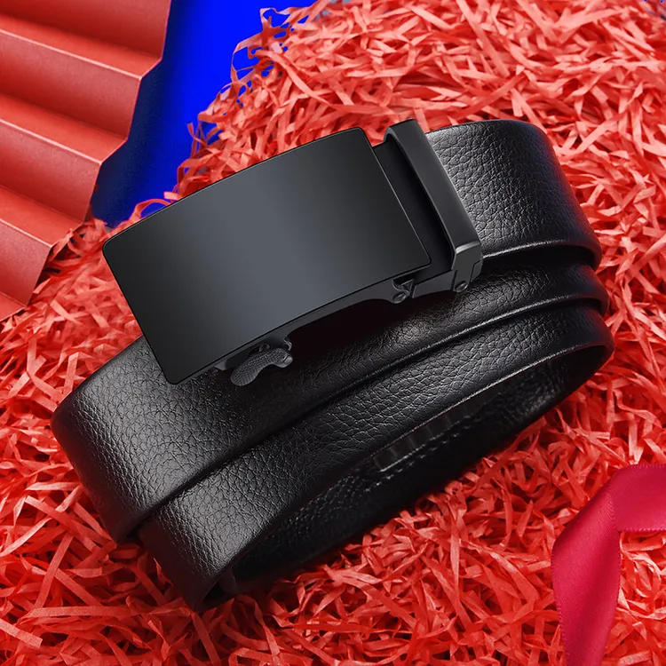 2025新款男士无牙自动扣腰带商务皮带父亲节男式中年嬉皮部落风