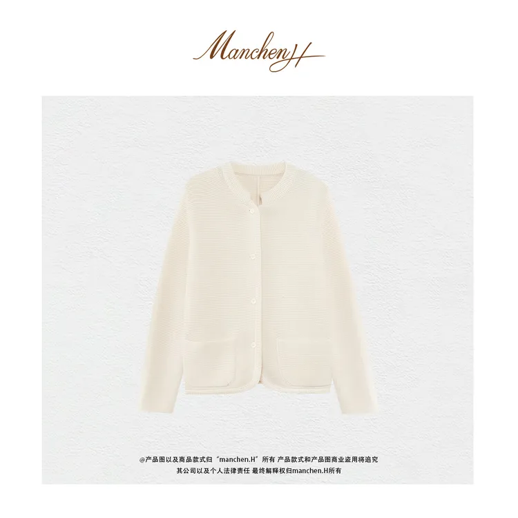 曼辰manchenh" 不朽温柔"LP重工26支羊绒经典精致感柔软针织衫