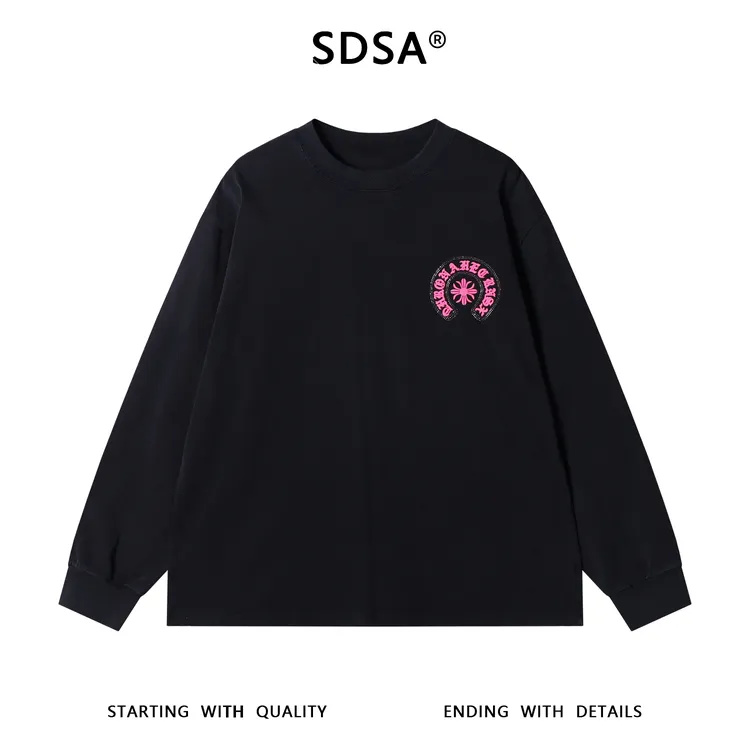 SDSA男士秋冬新款痞帅男装撞色印花十字圆领卫衣烫钻字母设计百搭