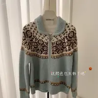 晴晴.韩国korea韩系韩版费尔岛宽松显瘦百搭长袖针织开衫女
