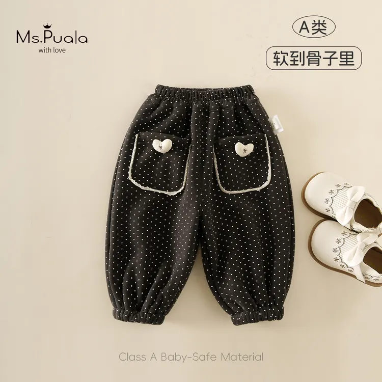 【Ms.Puala】婴幼童女宝宝秋冬休闲加绒舒适百搭长裤-MD146