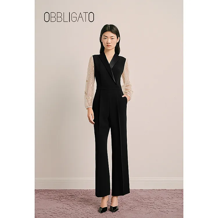 OBBLIGATO奥丽嘉朵专选2025秋季钉钻拼接连体服1C65302050