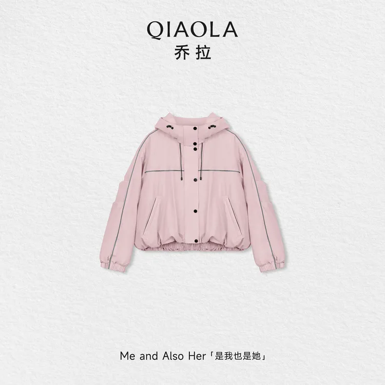 QIAOLA/乔拉【雪线之上】秋冬季鹅绒连帽工装显瘦百搭保暖羽绒外套