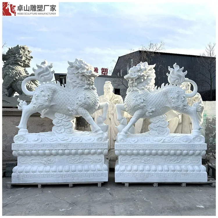 手工大型石雕麒麟马蹄飞天汉白玉花岗岩公司酒店门口招财雕刻摆设
