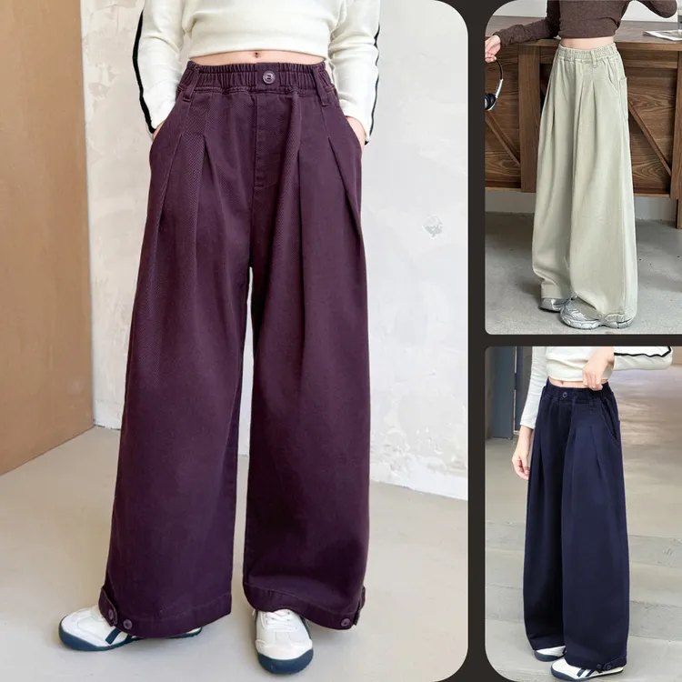 女童时尚休闲直筒阔腿裤宽松百搭6~12岁中大童儿童时髦洋气韩版潮