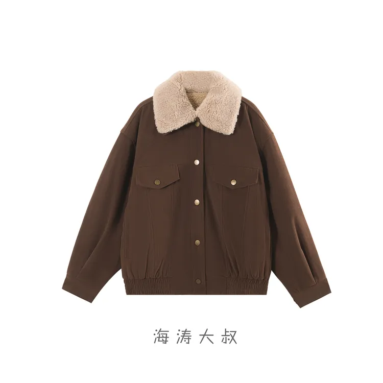 【海涛大叔】「黄昏贝斯特」韩系复古仿羊羔毛夹克外套