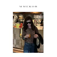 MMEKOR“豹纹欧尼”T恤 2025新款秋款未来辣妹时髦上衣 30391