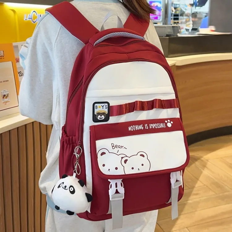 双肩包女生小学生3-6年级初中生大容量轻便减负书包韩版简约背包