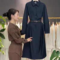 W211 秋季新款轻熟风优雅气质衬衫连衣裙洋气收腰显瘦中长款裙子