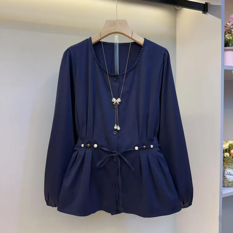 2025秋季新款收腰显瘦法式长袖设计感衬衫