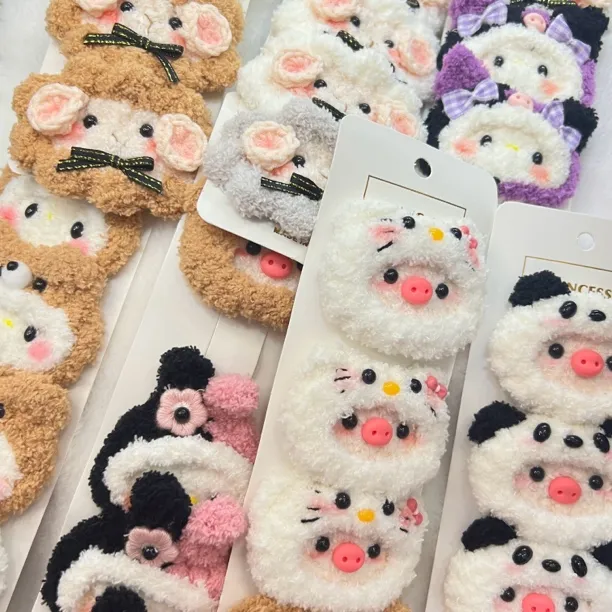 纯手工钩织毛线卡通发夹 秋冬可爱发卡娃娃发夹