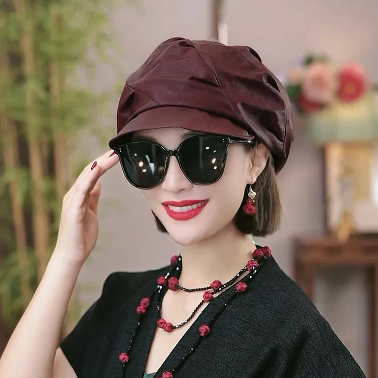 【香云纱云朵】布塔香云纱重磅真丝桑蚕丝防晒遮阳高级帽子0694