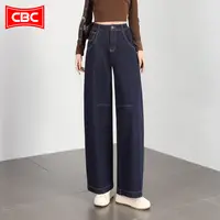 CBC丹宁色牛仔弯刀裤女2025新款秋季高端美式长裤微弧形镰刀裤子