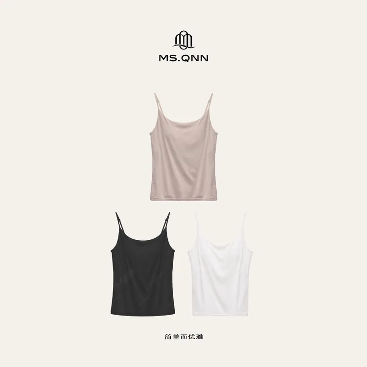 Ms.Qnn“一件不够” 细肩带自带胸垫一体式吊带背心 39T150 Q姐