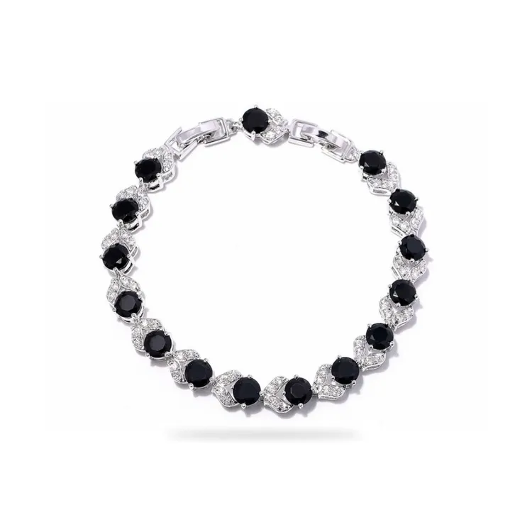 合金手链 镶钻锆石手链潮欧美嘻哈网球链超闪爱心小众情侣手环